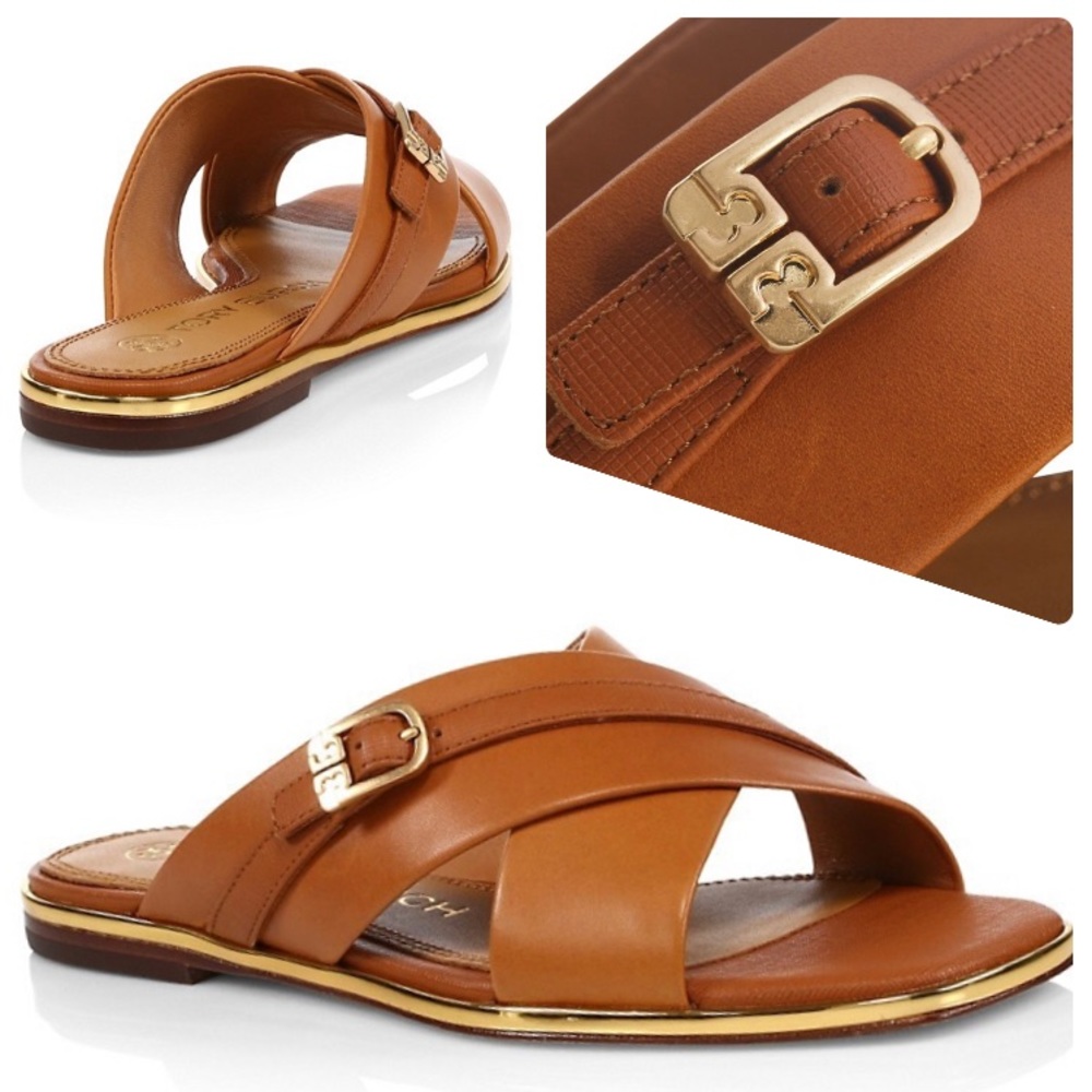 Tory Burch Delaney Crisscross Flat Slide Sandals